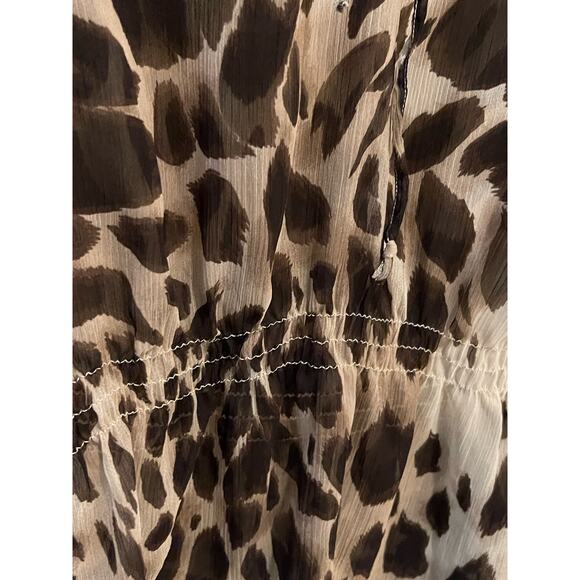 ARIAT Women’s  Sheer Brown Animal Print Blouse Elastic Cuff Waist Tunic Small - Picture 4 of 9